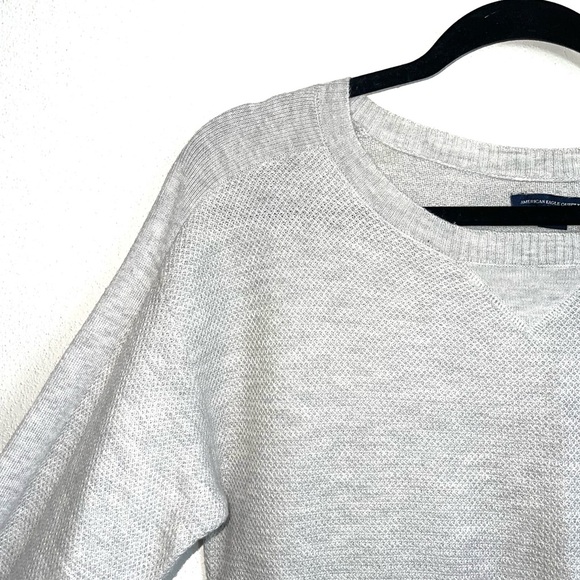 American Eagle Light Gray Waffle Knit Pullover Sweater Small Women’s - Picture 3 of 10